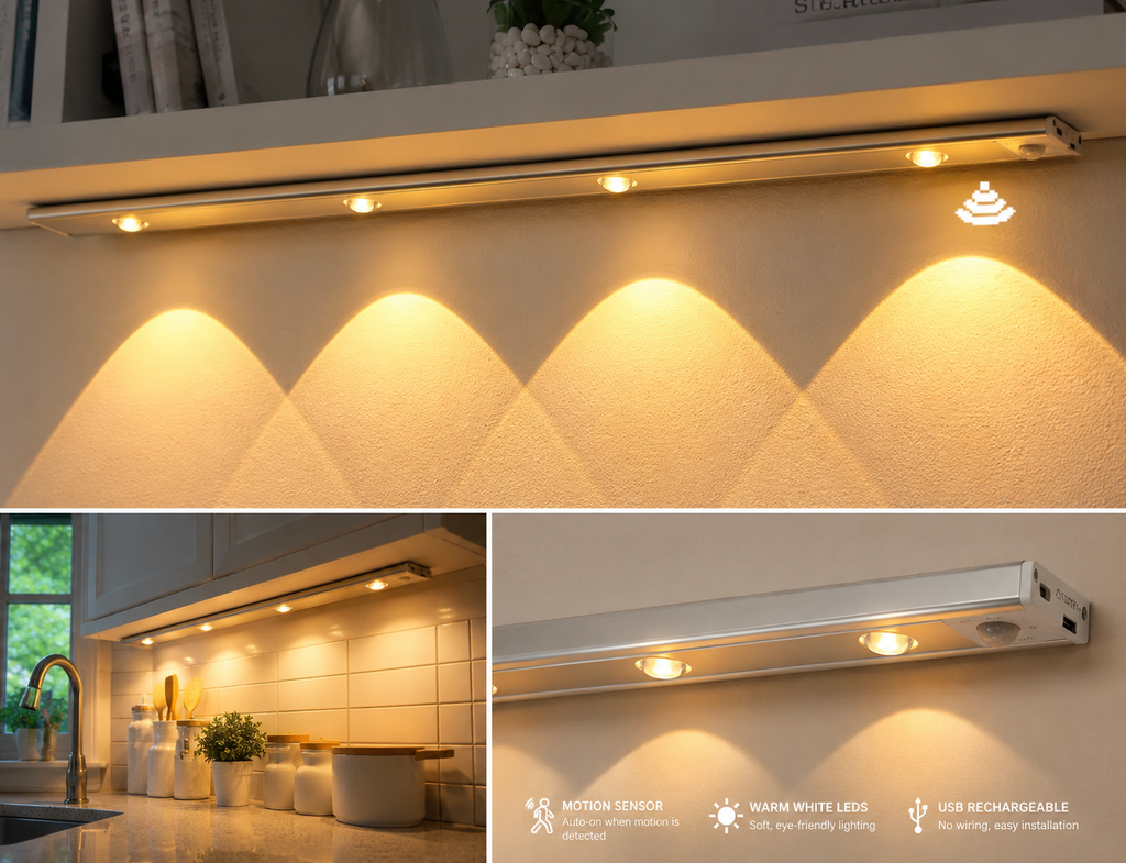 Motion Sensor LED Cabinet Light – Wireless Under Cabinet Lighting