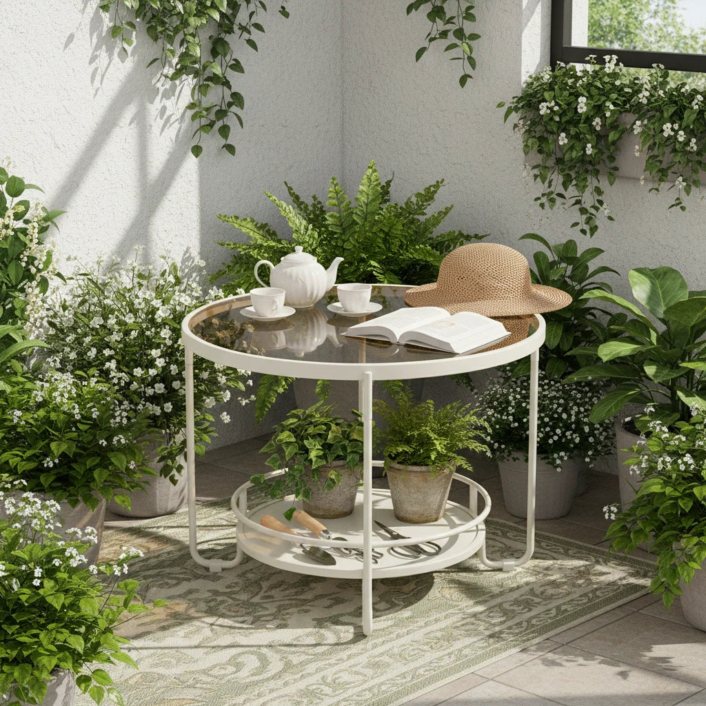 Double Shelf Round End Table