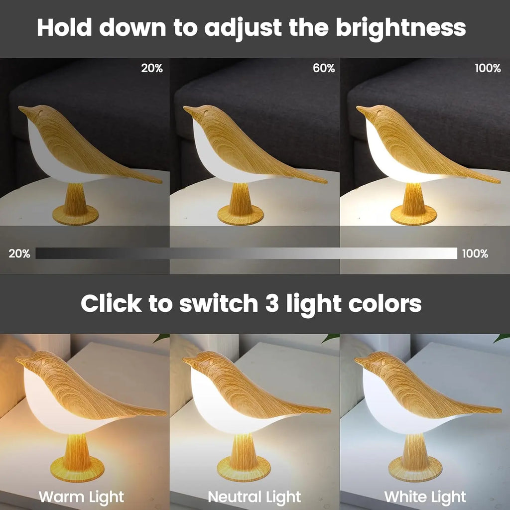 Art Deco Bird Night Lamp – Touch Sensor Ambient Lighting