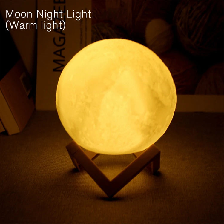 3D Moon Night Light – Ambient LED Bedroom Decor