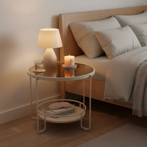 Double Shelf Round End Table