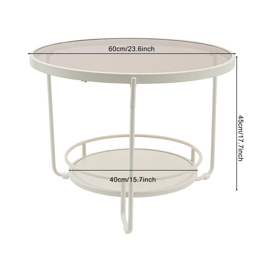 Double Shelf Round End Table