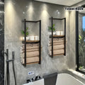 2-Tier Wall-Mounted Towel Rack – Carbon Steel Bathroom Storage