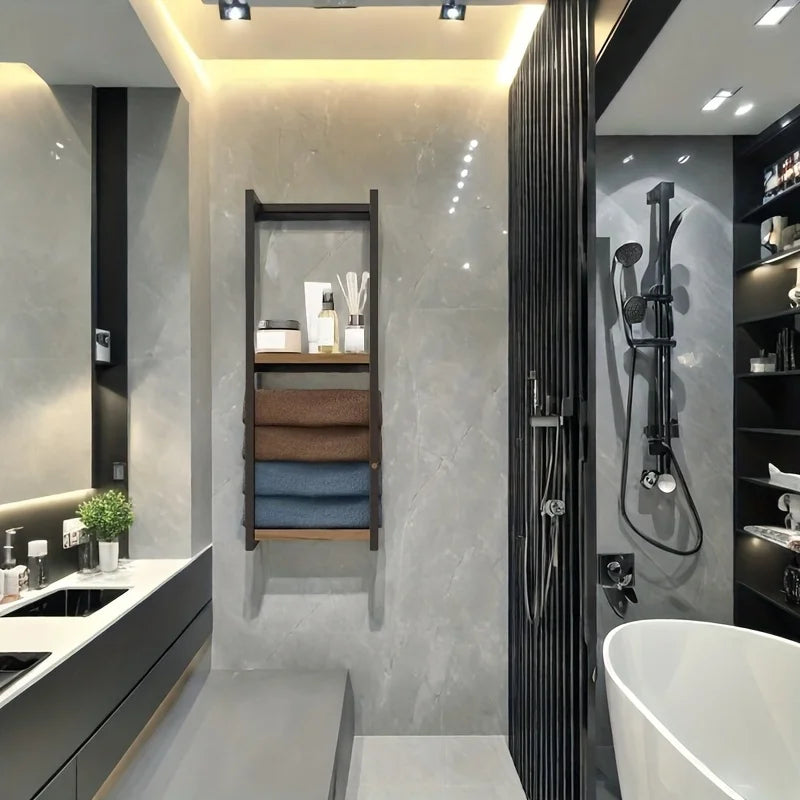 2-Tier Wall-Mounted Towel Rack – Carbon Steel Bathroom Storage
